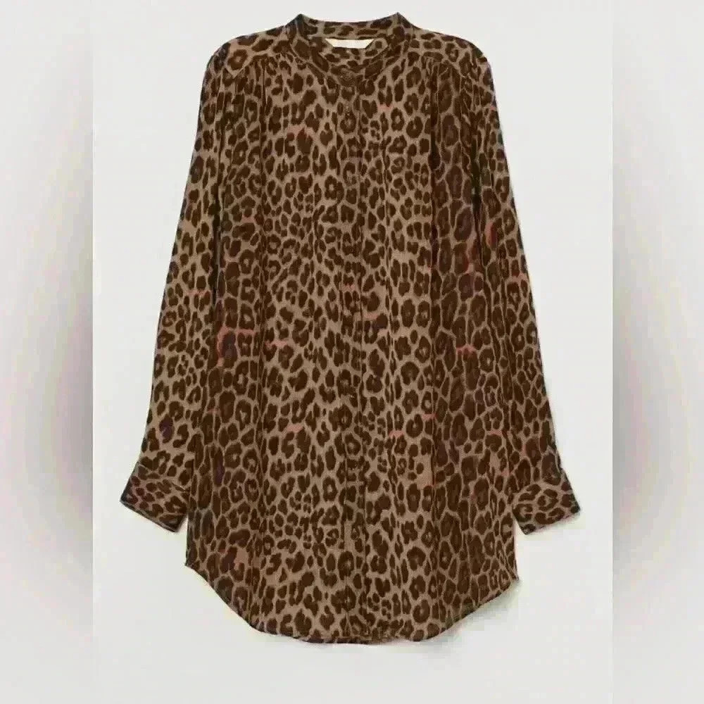 H&M Cheetah Chiffon Blouse Size Small